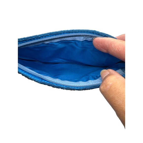 Hand Beaded Clutch Purse Blue Gold Beaded Evening Bag Beaded Intricate Design - Picture 5 of 10